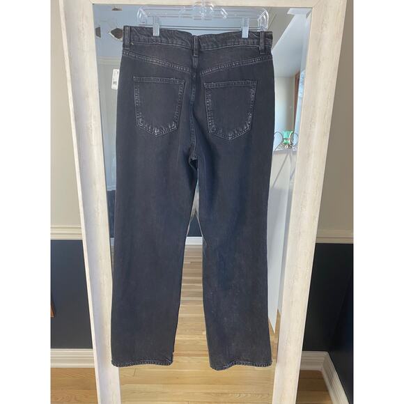 Free People black high waist wide leg slit jeans size 30 - Picture 9 of 11